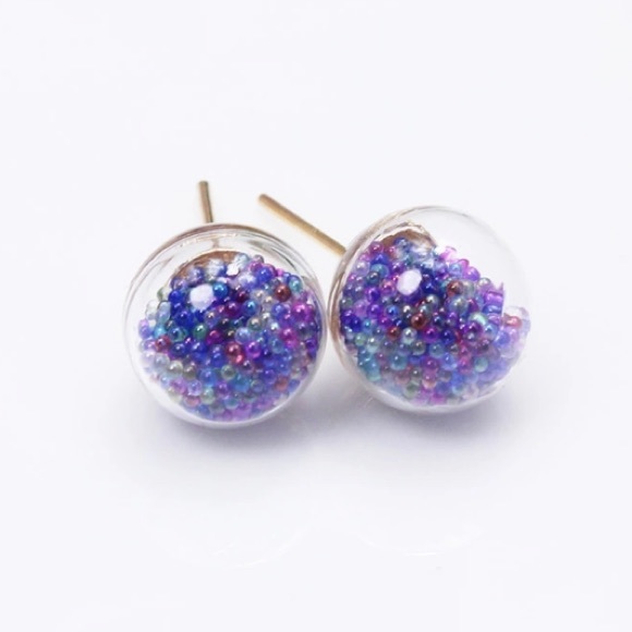 💙💎GRATEFUL💙MAKER💎💙 Jewelry - NEW!💎💙💎PARTY GLASS BALL🌈BEADS COLORFUL STUDS🎉